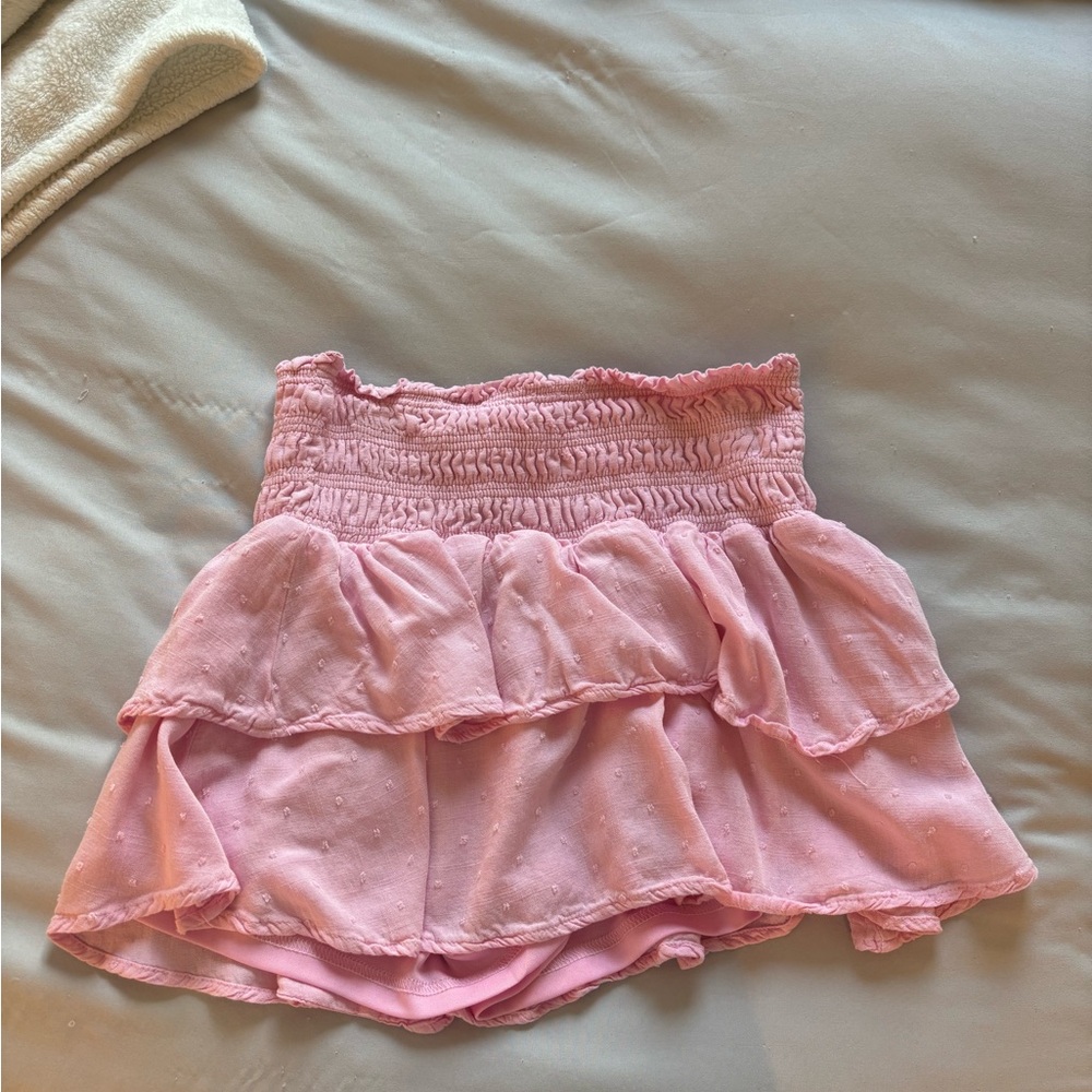 Altar'd State Pink Tiered Mini Skirt